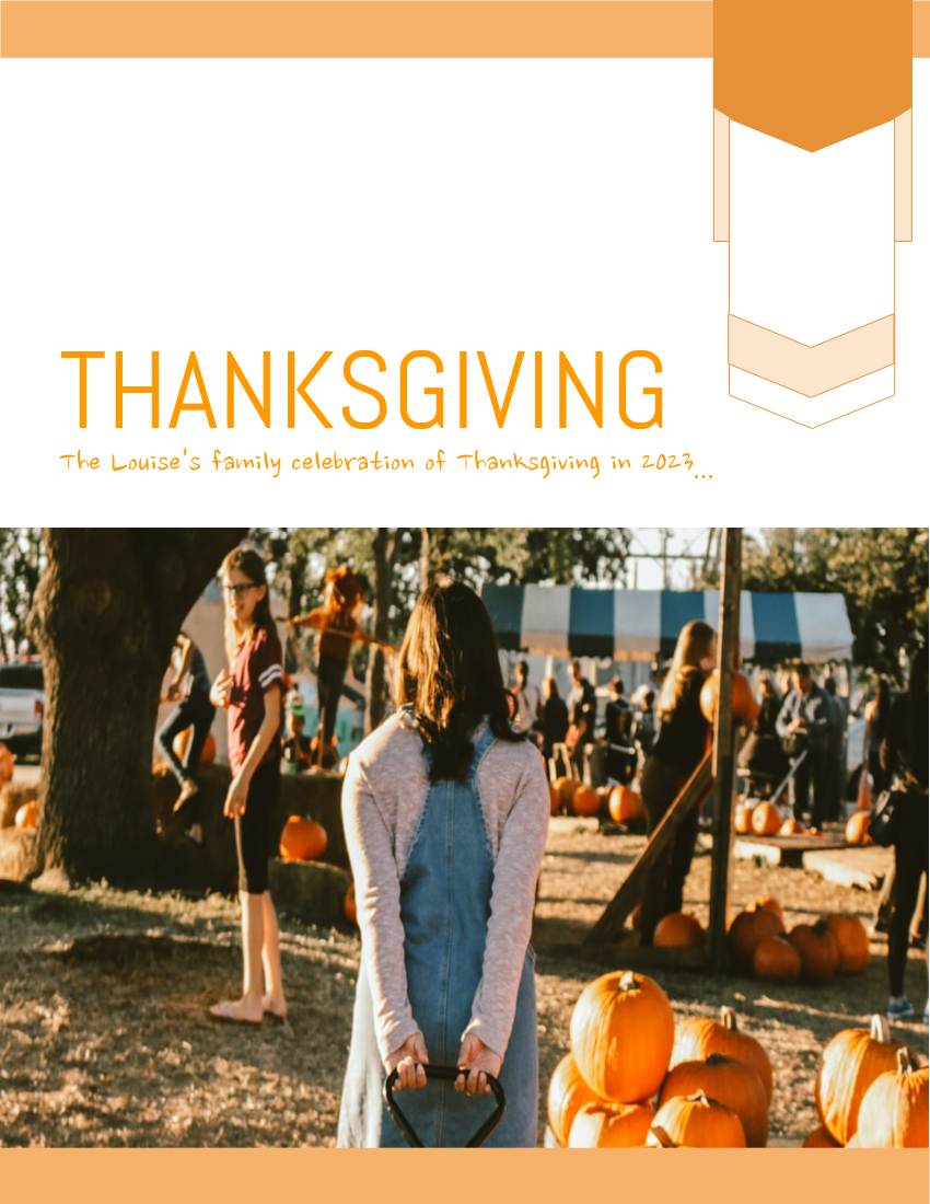 家庭照片簿 模板。Thanksgiving Family Gathering Photo Book (由 Visual Paradigm Online 的家庭照片簿软件制作)