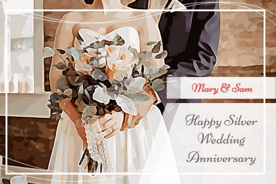 Editable greetingcards template:Silver Wedding Anniverdsary Greeting Card