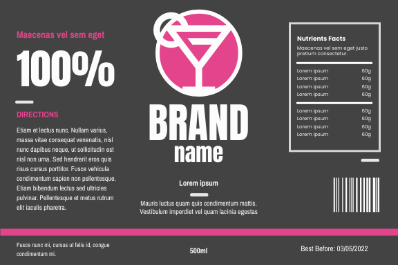 Label template: Brand name supplement Label (Created by Visual Paradigm Online's Label maker)