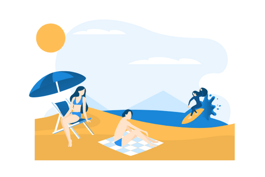 体育插图 模板。In The Beach Illustration (由 Visual Paradigm Online 的体育插图软件制作)