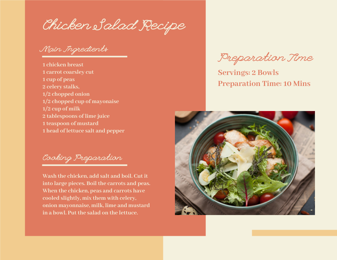 Recipe Card template: Simple Chicken Salad Recipe Card (Created by Flipbook's Recipe Card maker)