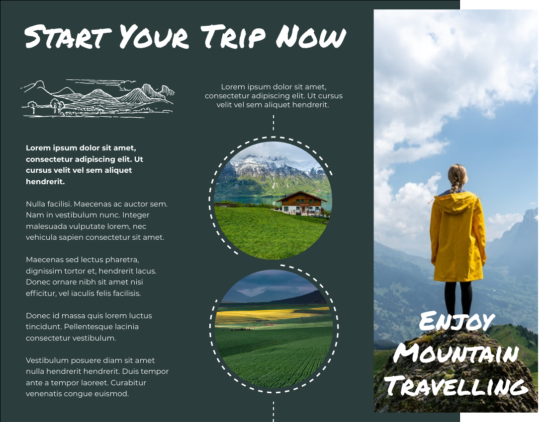 Brochure template: Enjoy Mountain Travelling Brochure (Created by InfoART's Brochure maker)