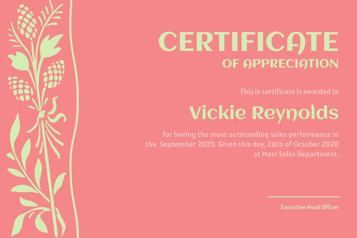 Certificate template: Froly Certificate (Created by Visual Paradigm Online's Certificate maker)