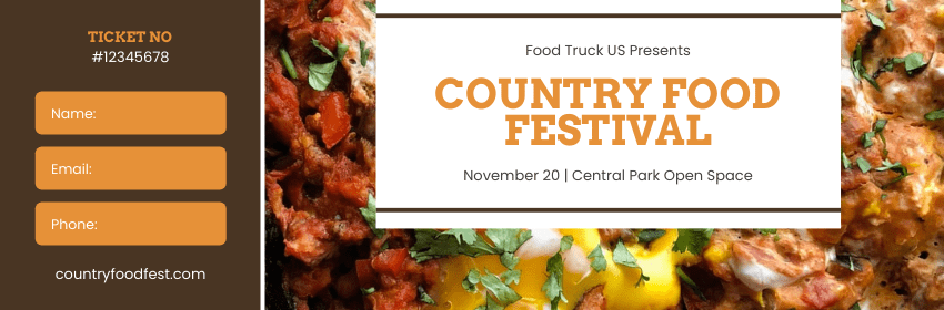Editable tickets template:Country Food Festival Ticket