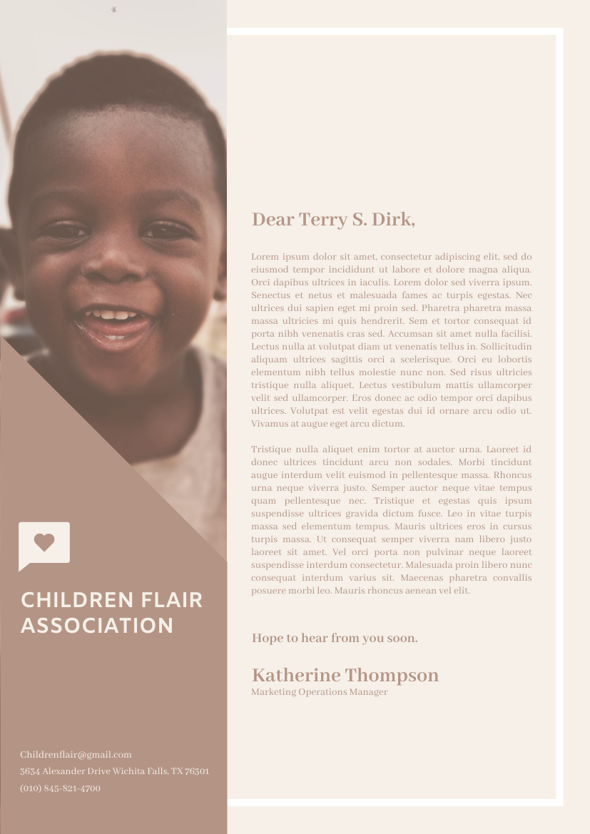Simple Children Charity Letterhead