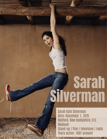Biography 模板。Sarah Silverman Biography (由 Visual Paradigm Online 的Biography软件制作)