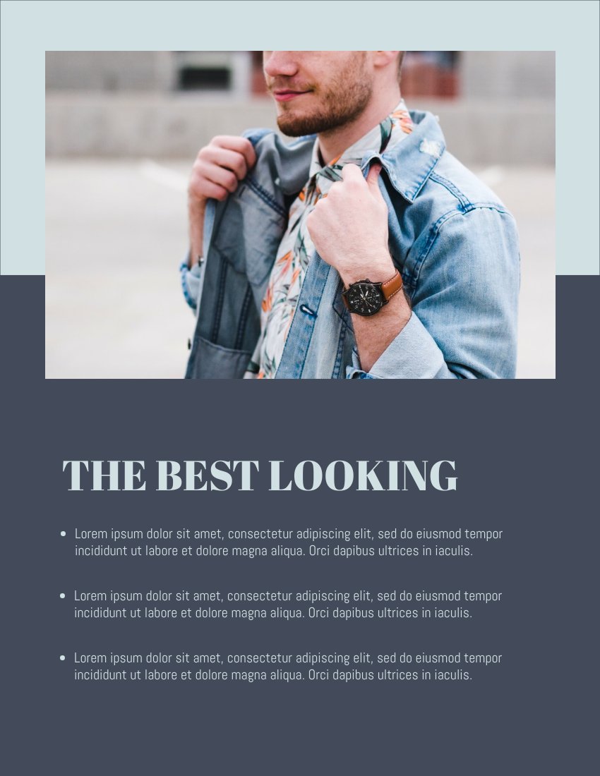 Lookbook 模板。Men's Fashion Guide Lookbook (由 Visual Paradigm Online 的Lookbook软件制作)