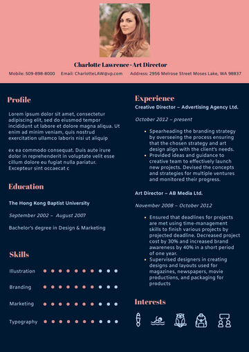 Resume template: High Contrast Theme Resume 3 (Created by Visual Paradigm Online's Resume maker)