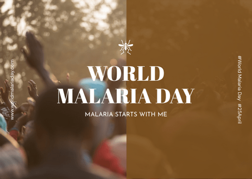 Editable postcards template:Brown Photo World Malaria Day Postcard