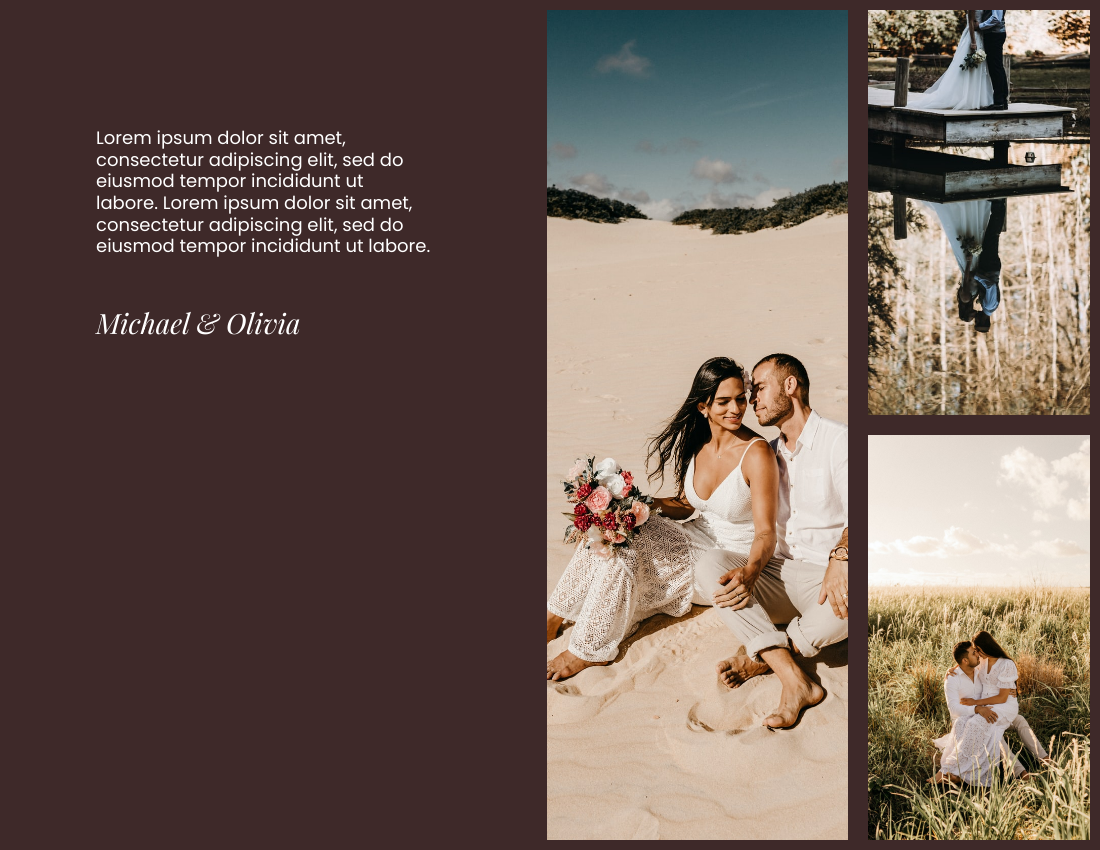 婚礼照相簿 模板。Forever Love Wedding Photo Book (由 Visual Paradigm Online 的婚礼照相簿软件制作)