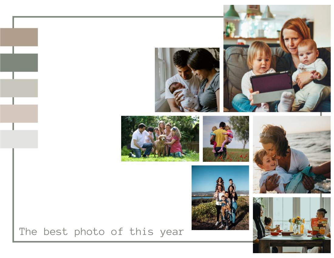 年度回顧照相簿 模板。 Family Year in Review Photo Book (由 Visual Paradigm Online 的年度回顧照相簿軟件製作)
