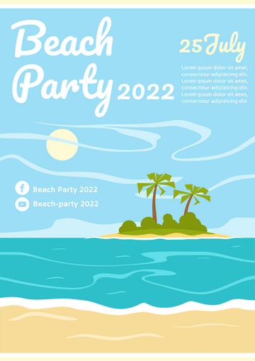 Poster template: Beach Party Poster (Created by Visual Paradigm Online's Poster maker)