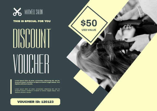 Gift Cards template: Salon Booking Voucher Gift Card (Created by Visual Paradigm Online's Gift Cards maker)