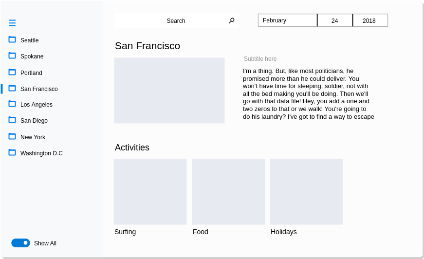 Photo Album App Fluent UI (Fluent Design Wireframe Example)