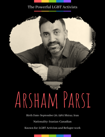 Biography 模板。Arsham Parsi Biography (由 Visual Paradigm Online 的Biography软件制作)