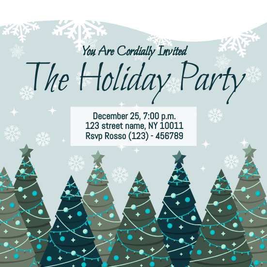 Christmas Tree Illustration Christmas Holiday Party Invitation