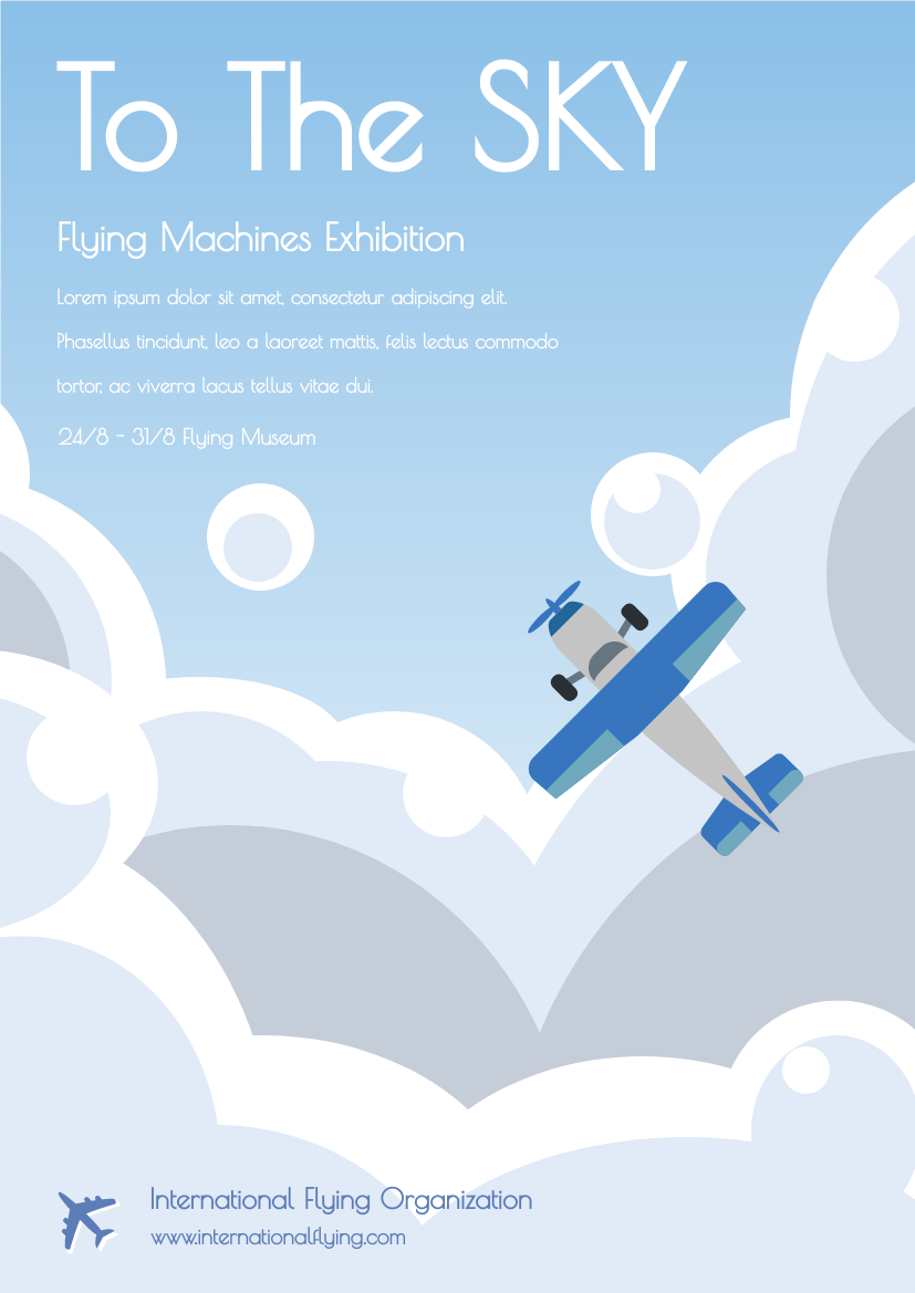 Flyer template: Flying Machine Exhibition Flyer (Created by Visual Paradigm Online's Flyer maker)