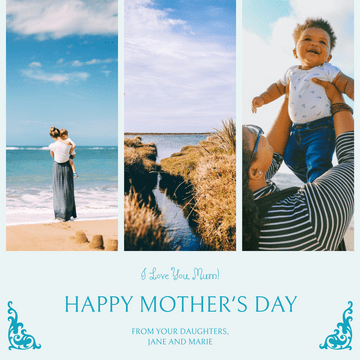 Editable instagramposts template:Blue Photos Mother's Day Instagram Post