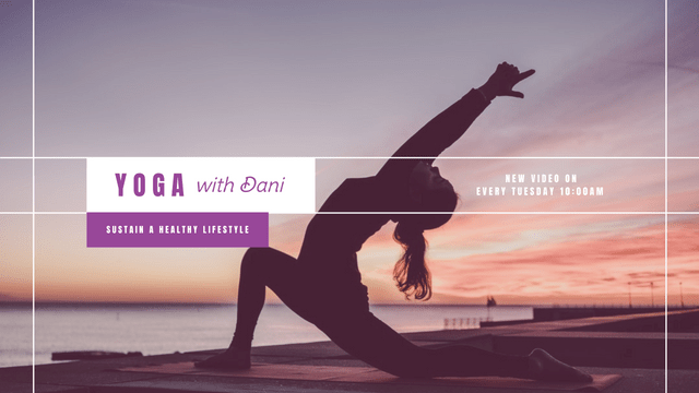YouTube Channel Art template: Purple And White Yoga Tutorial YouTube Channel Art (Created by Visual Paradigm Online's YouTube Channel Art maker)