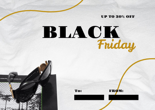 Gift Card template: Gold And Black Luxury Black Friday Gift Card (Created by Visual Paradigm Online's Gift Card maker)