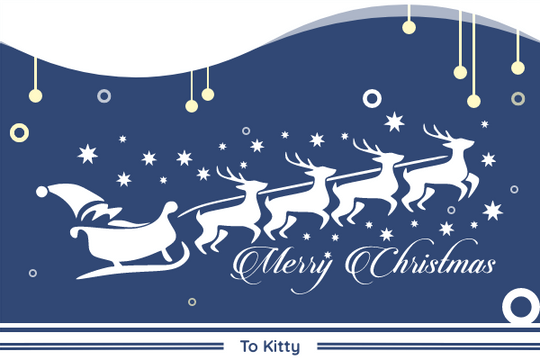 Editable greetingcards template:Blue And Yellow Christmas Card With Santa