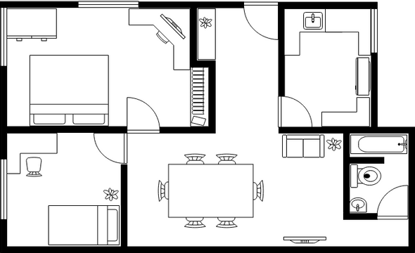 Floor Plan template: House Floor Plan (Created by InfoART's Floor Plan marker)