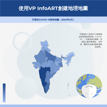 Editable infographics template:印度的COVID-19新病例數（2021年5月）