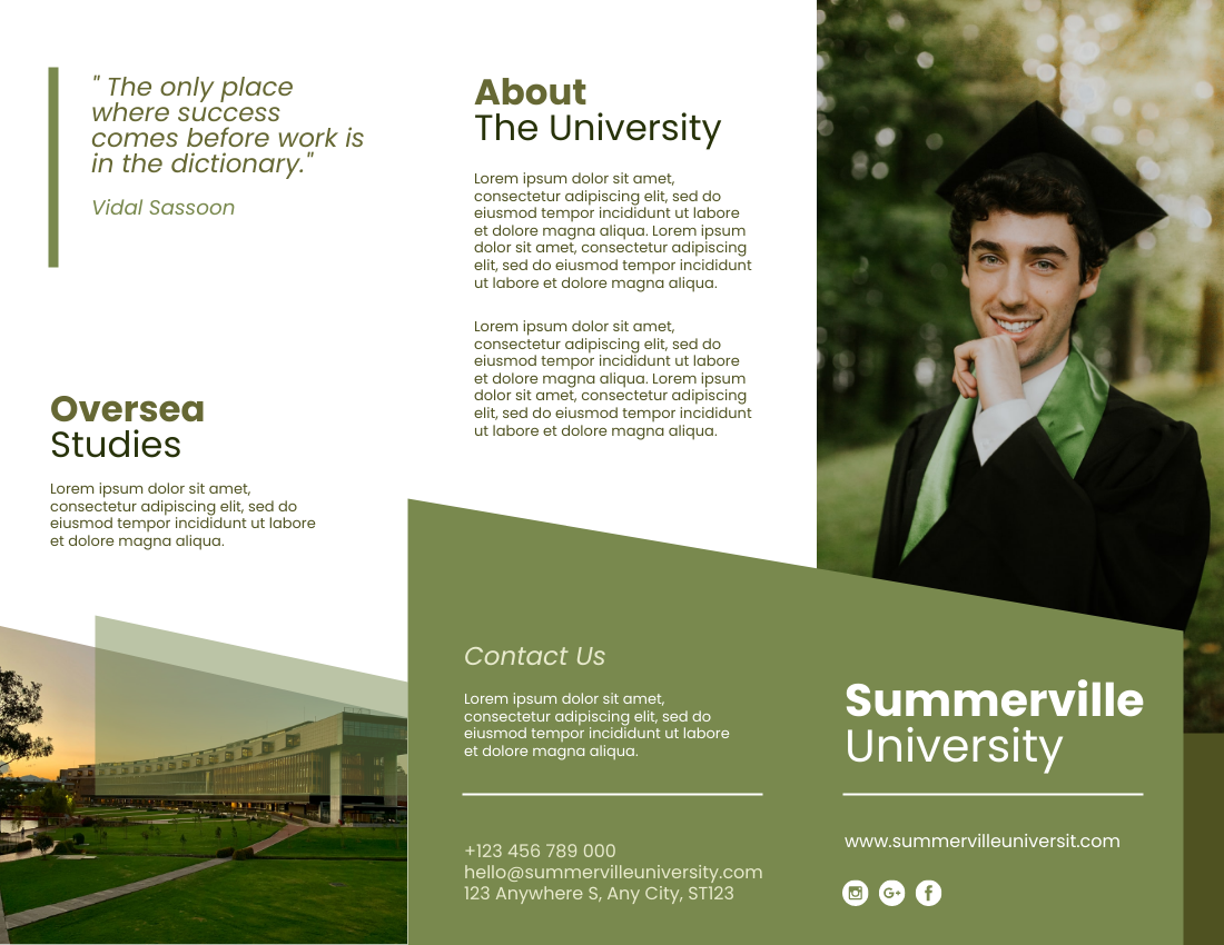 Brochure template: University Studies Brochure (Created by Visual Paradigm Online's Brochure maker)