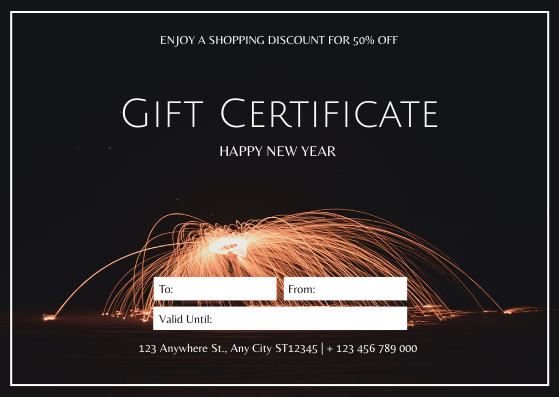 Gift Card template: Brown Happy New Year Shopping Sale Gift Card (Created by Visual Paradigm Online's Gift Card maker)