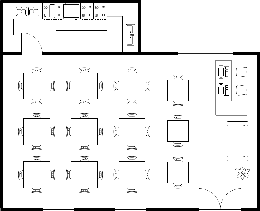 Floor Plan template: Canteen Floor Plan (Created by Visual Paradigm Online's Floor Plan maker)