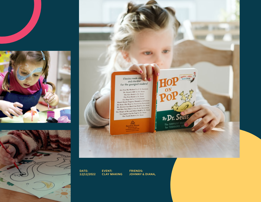 儿童照片簿 模板。Crafting Play Day Kids Photo Book (由 Visual Paradigm Online 的儿童照片簿软件制作)