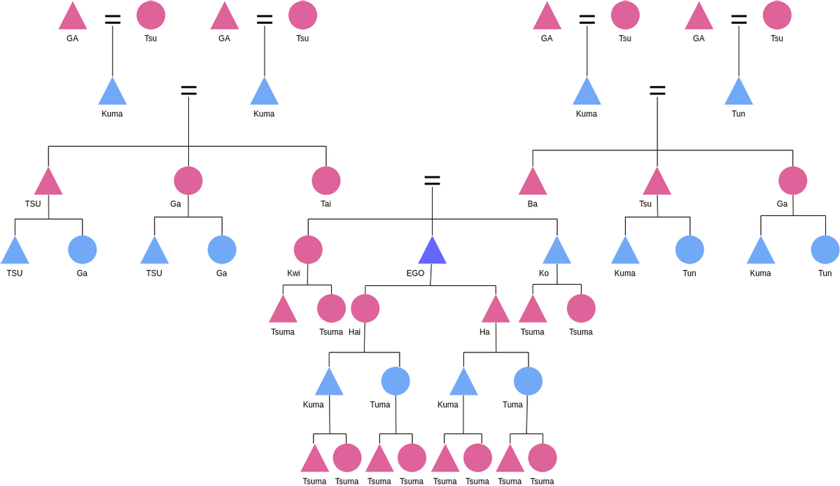 Kinship Diagram template: Kinship Case Study (Created by Visual Paradigm Online's Kinship Diagram maker)