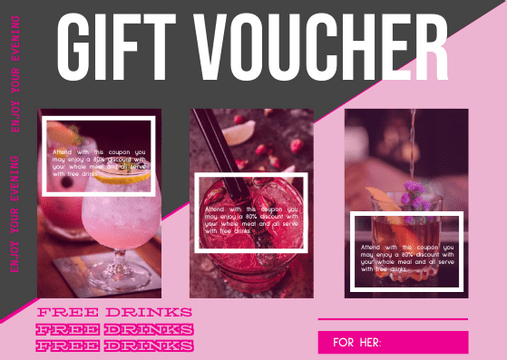 Gift Card template: Pink Cocktail Gift Card (Created by Visual Paradigm Online's Gift Card maker)