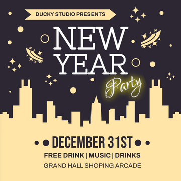 Beige New Year Party Invitation