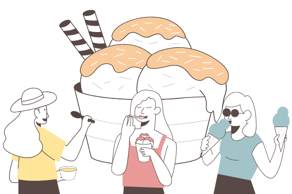 主页插图 模板。Eating Ice Cream Illustration (由 Visual Paradigm Online 的主页插图软件制作)