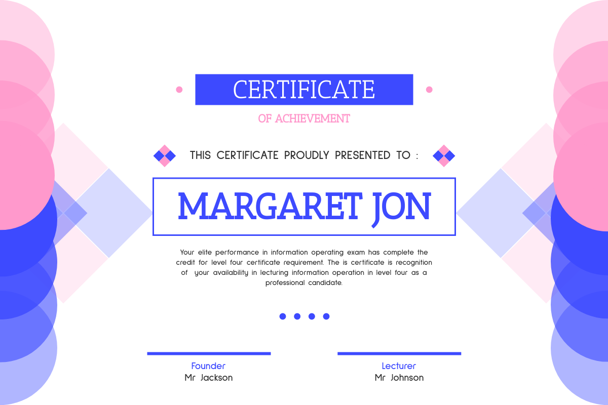 Certificate template: Gradient Shapes Best Award Certificate (Created by InfoART's Certificate maker)