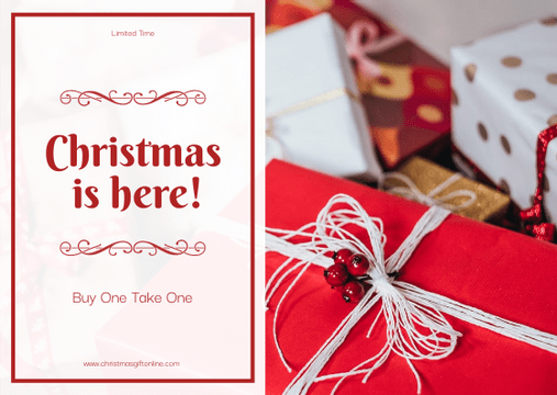 Gift Cards template: Simple Red Christmas Is Here Gift Card (Created by Visual Paradigm Online's Gift Cards maker)