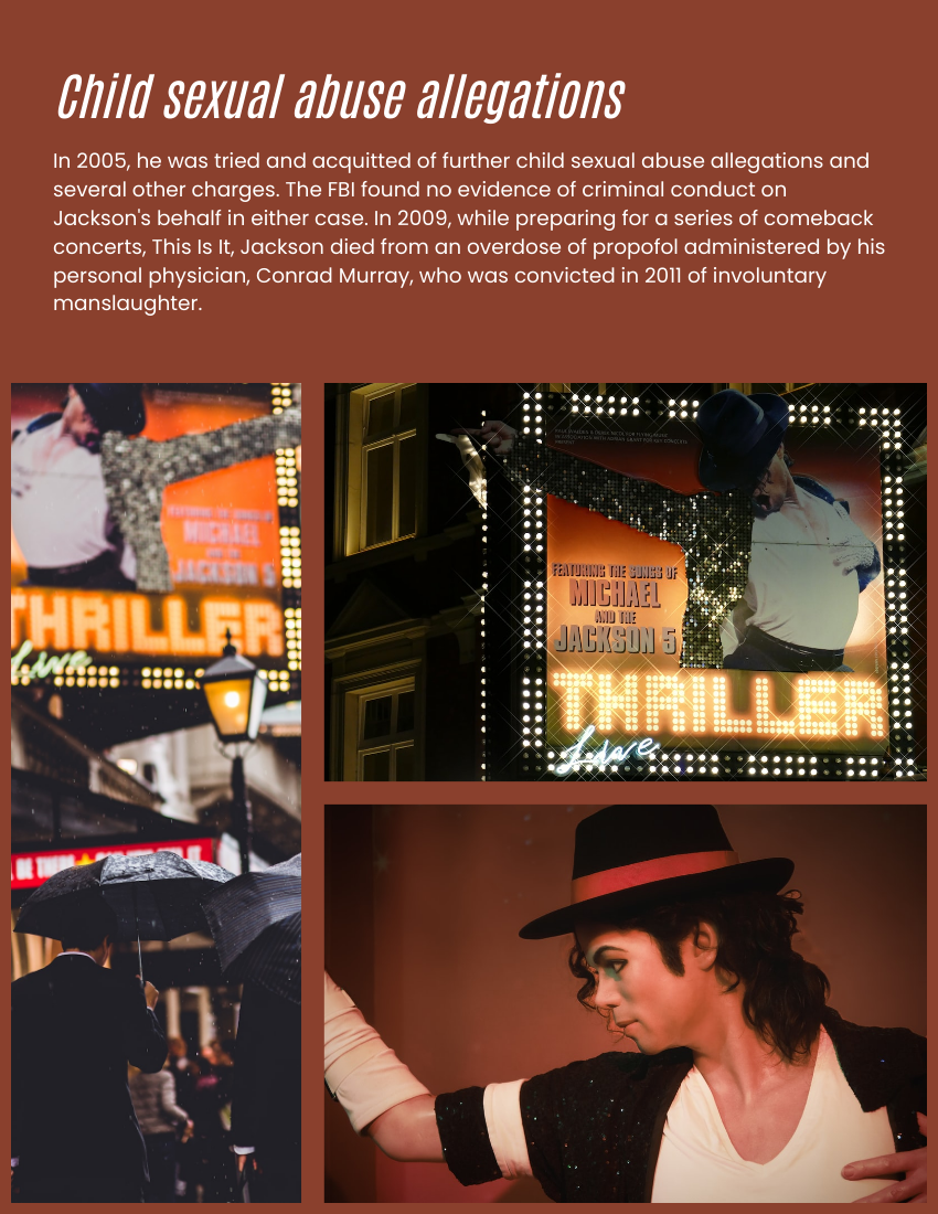 Biography template: Michael Joseph Jackson Biography (Created by Visual Paradigm Online's Biography maker)