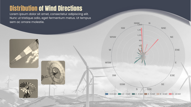 Rose Charts template: Distribution of Wind Directions Rose Chart (Created by Visual Paradigm Online's Rose Charts maker)