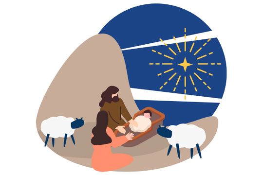 節日插圖 模板。 Christmas Jesus Illustration (由 Visual Paradigm Online 的節日插圖軟件製作)