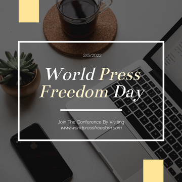 Editable instagramposts template:Yellow Computer Photo World Press Freedom Day Instagram Post