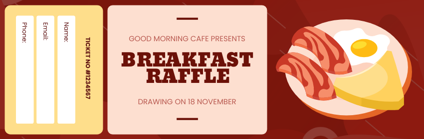 Ticket template: Breakfast Raffle Ticket (Created by Visual Paradigm Online's Ticket maker)