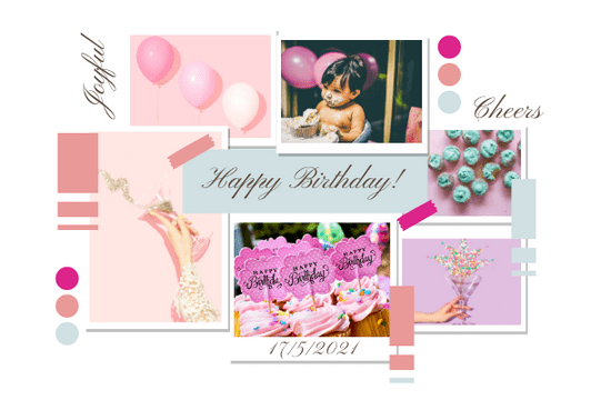 Greeting Card template: Pink Birthday  Collage Greeting Card (Created by InfoART's  marker)