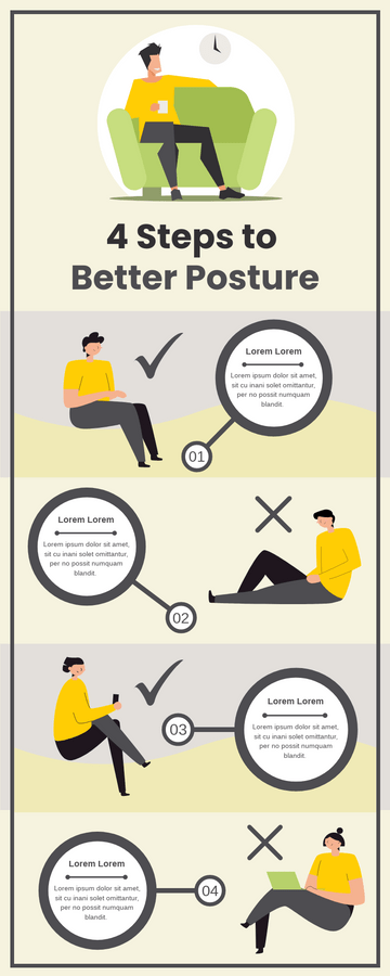 Infographic template: 4 Steps For Better Posture Infographic (Created by Visual Paradigm Online's Infographic maker)