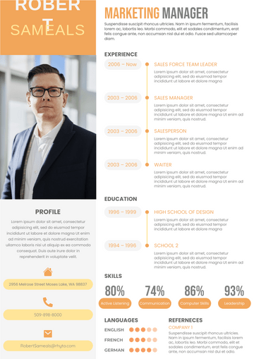 Resume template: 2 Columns Percentage Resume (Created by Visual Paradigm Online's Resume maker)