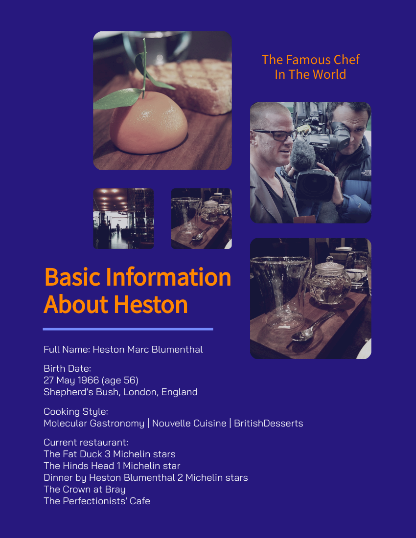 Biography template: Heston Blumenthal Biography (Created by Visual Paradigm Online's Biography maker)
