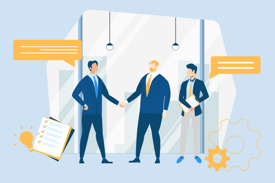 Business Illustration template: Businessmen Shake Hands Illustration  (Created by Visual Paradigm Online's Business Illustration maker)