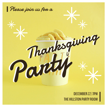 Editable invitations template:Vibrant Yellow Thanksgiving Party Invitation