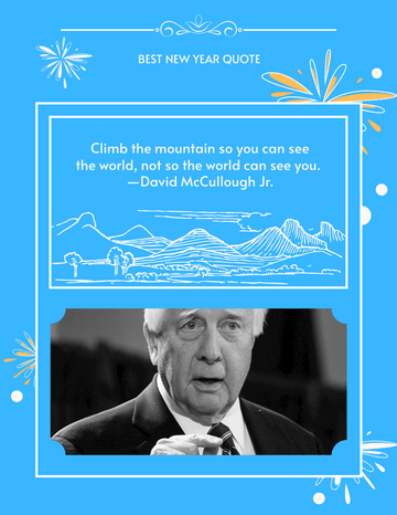 Quote template: Climb the mountain so you can see the world, not so the world can see you.  —David McCullough Jr. (Created by Visual Paradigm Online's Quote maker)