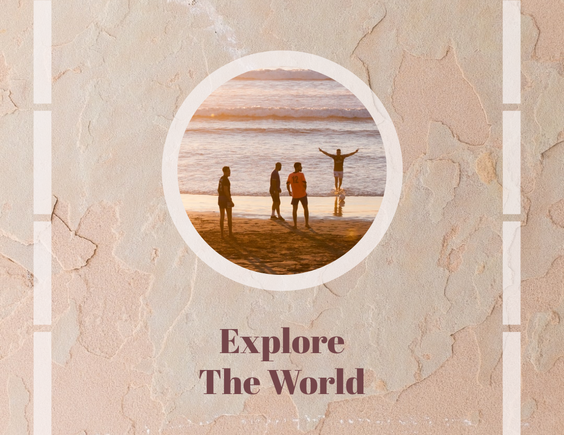 旅行照相簿 模板。Explore The World Travel Photo Book (由 Visual Paradigm Online 的旅行照相簿软件制作)